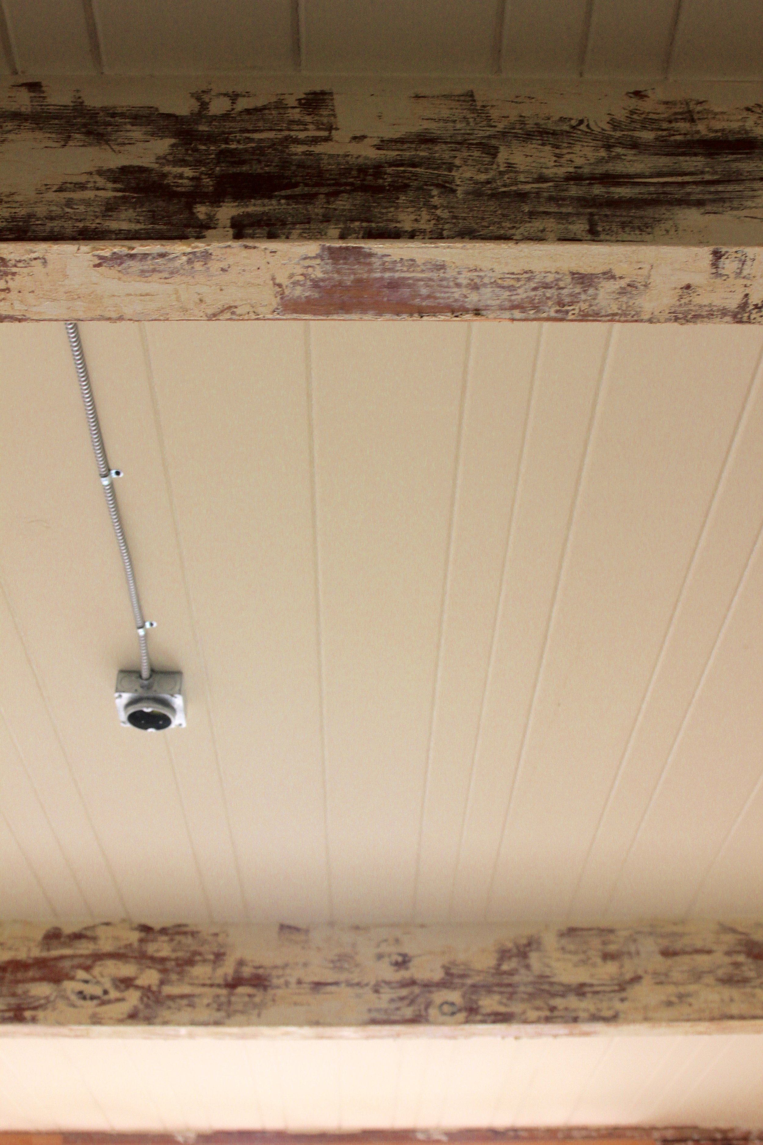 Stripping The Ceiling Beams Cabinet Update Homestyle