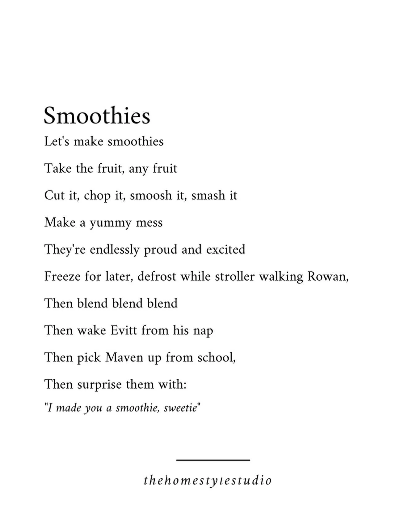 Making smoothies is always an easy way to get the kids involved in the kitchen. Today, I perfectly timed it so it was ready as their after-nap/after-school treat. 🙌🏻