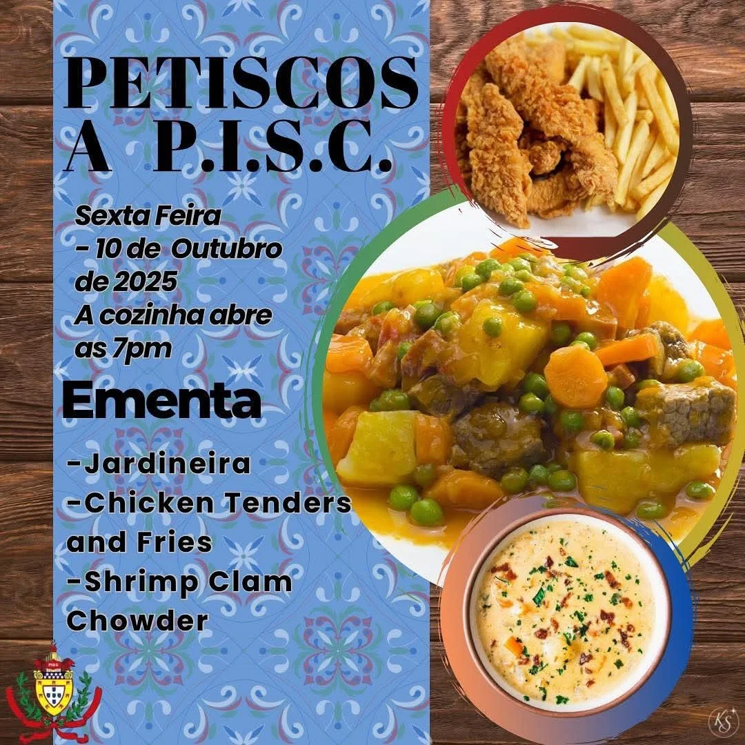 🇵🇹: Esta semana a cozinha do PISC vai estar aberta, quinta-feira &ldquo;at&eacute; &oacute; fundo do tacho&rdquo; com bifanas, caldo verde e p&atilde;o com chouri&ccedil;o 🥘🍽️

Sexta-feira haver&aacute; petiscos &agrave; moda do PISC! Esta semana