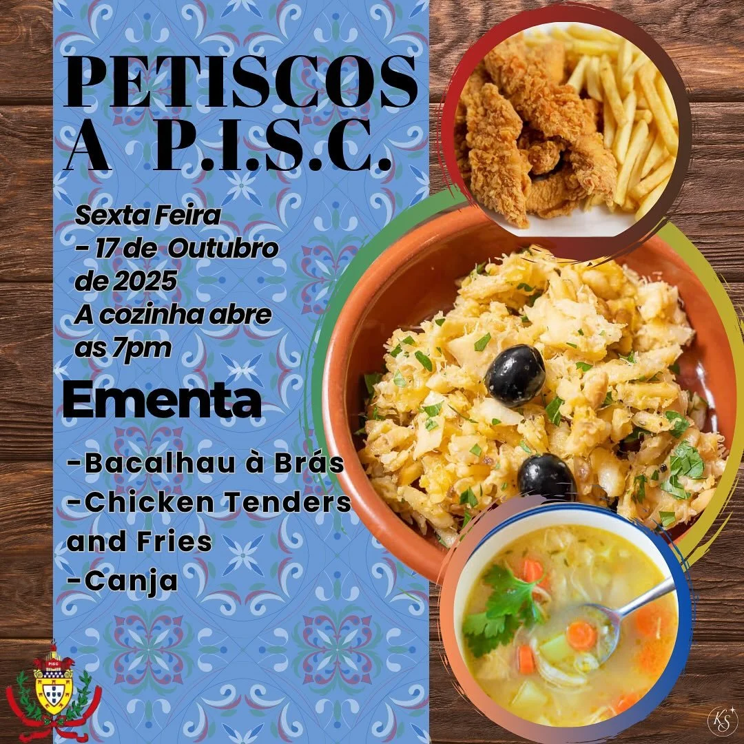 🇵🇹: Esta semana a cozinha do PISC vai estar aberta, quinta-feira &ldquo;at&eacute; &oacute; fundo do tacho&rdquo; com bifanas, caldo verde e p&atilde;o com chouri&ccedil;o. 🍜 🥖 

Sexta-feira haver&aacute; petiscos &agrave; moda do PISC! Esta sema