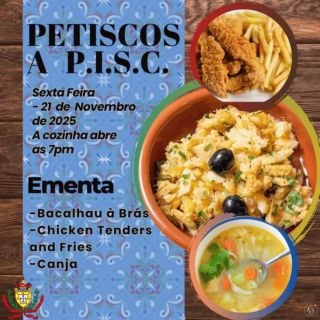 🇵🇹: Esta semana a cozinha do PISC vai estar aberta, quinta-feira &ldquo;at&eacute; &oacute; fundo do tacho&rdquo; com bifanas, caldo verde e p&atilde;o com chouri&ccedil;o. 🍜 🥖 

Sexta-feira haver&aacute; petiscos &agrave; moda do PISC! Esta sema