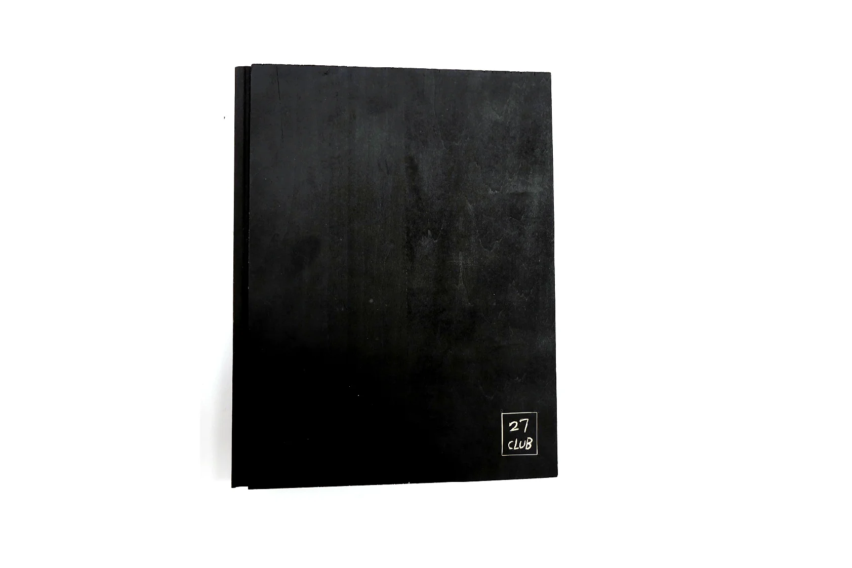 Front and back covers made of wood coated with black paint. 