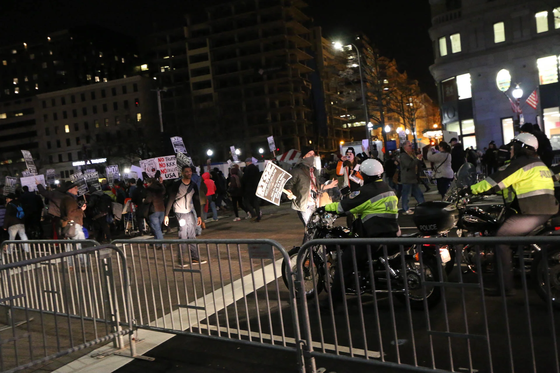 A protest unfolds.