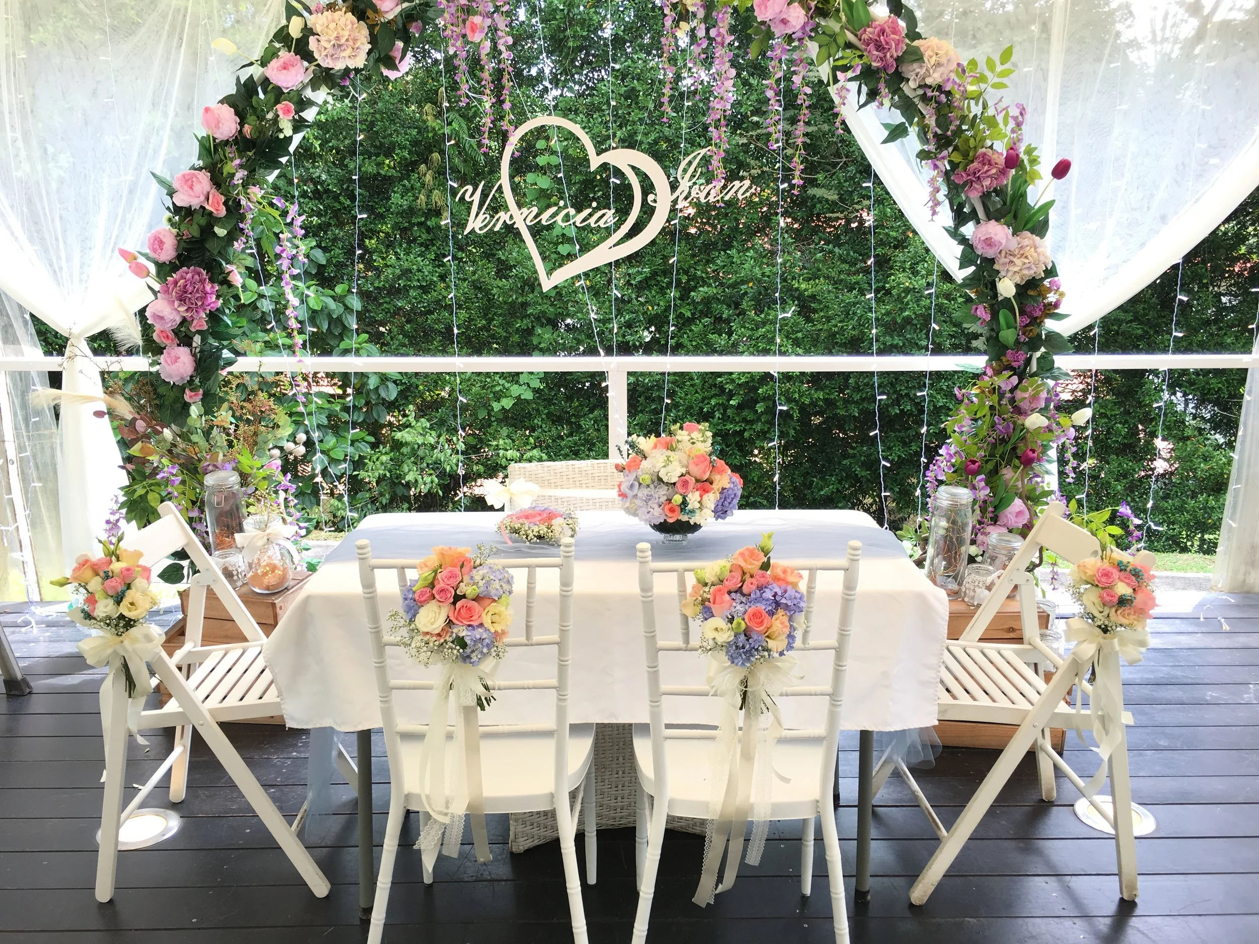 wedding solemnisation styling with floral arches