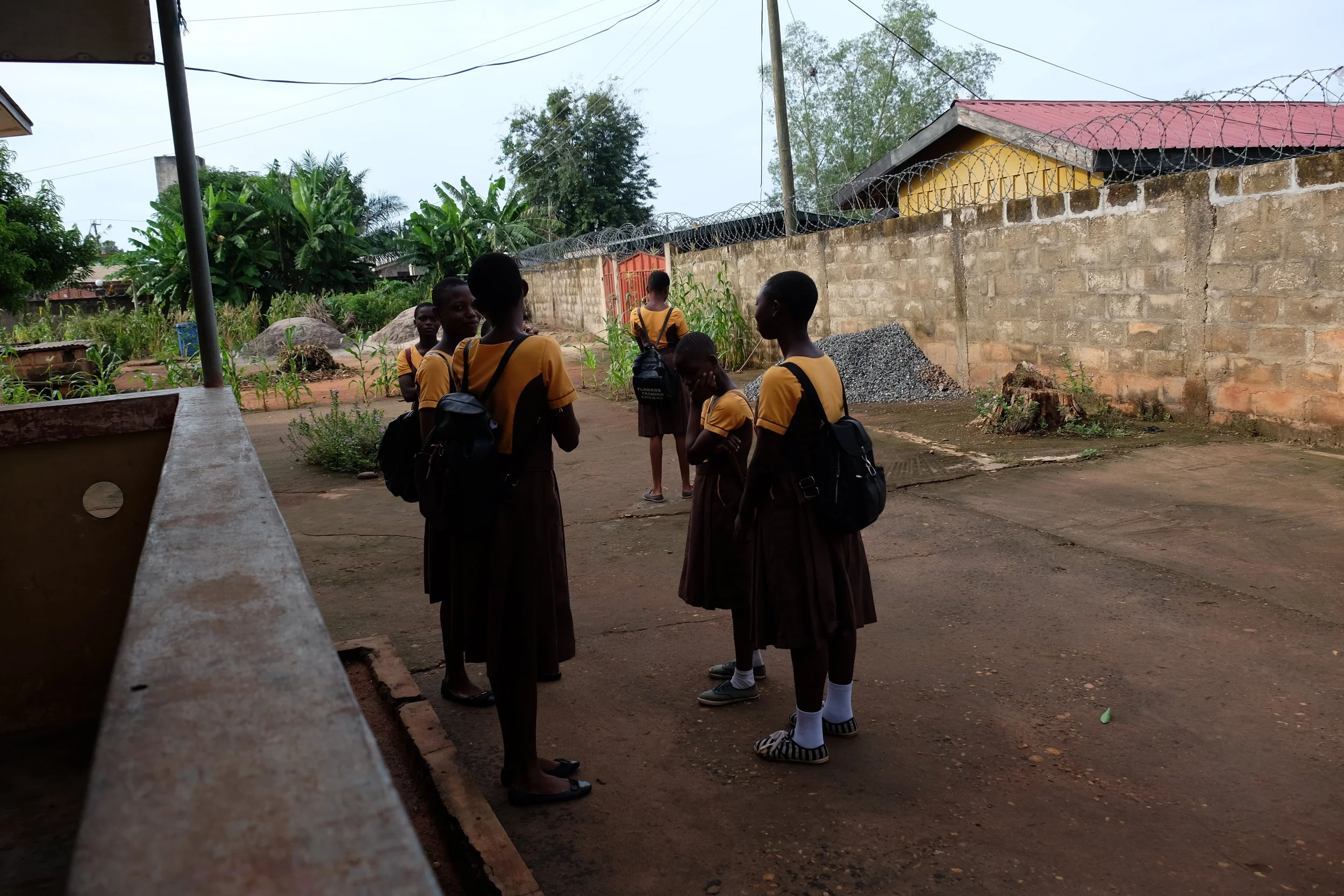 Getting ready to walk to school on our last morning. Shouting “REGINA!!” because she was dawdling.