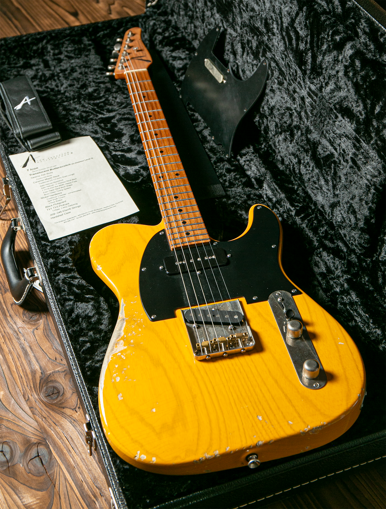 Used Tom Anderson T Icon Contoured Translucent Butterscotch in Distress Level 3