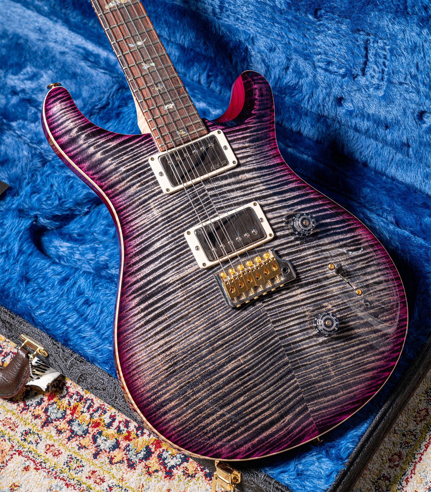 2023 PRS Wood Library Custom 24 10 Top Charcoal Purple Burst