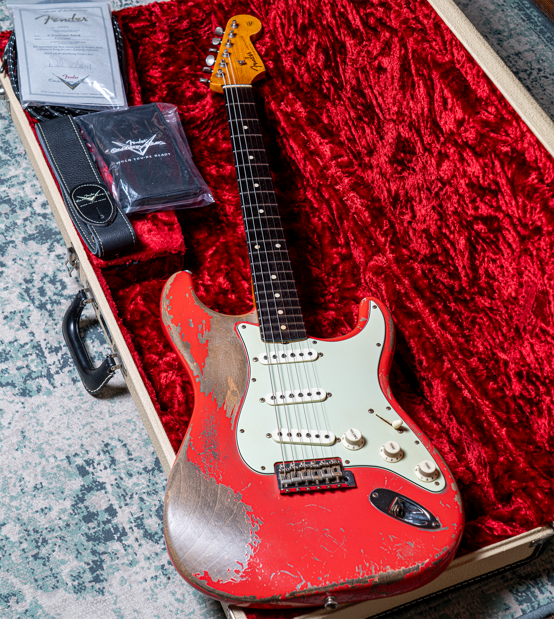 2015 Fender Custom Shop '61 Strat Heavy Relic Fiesta Red Masterbuilt By Dale Wilson