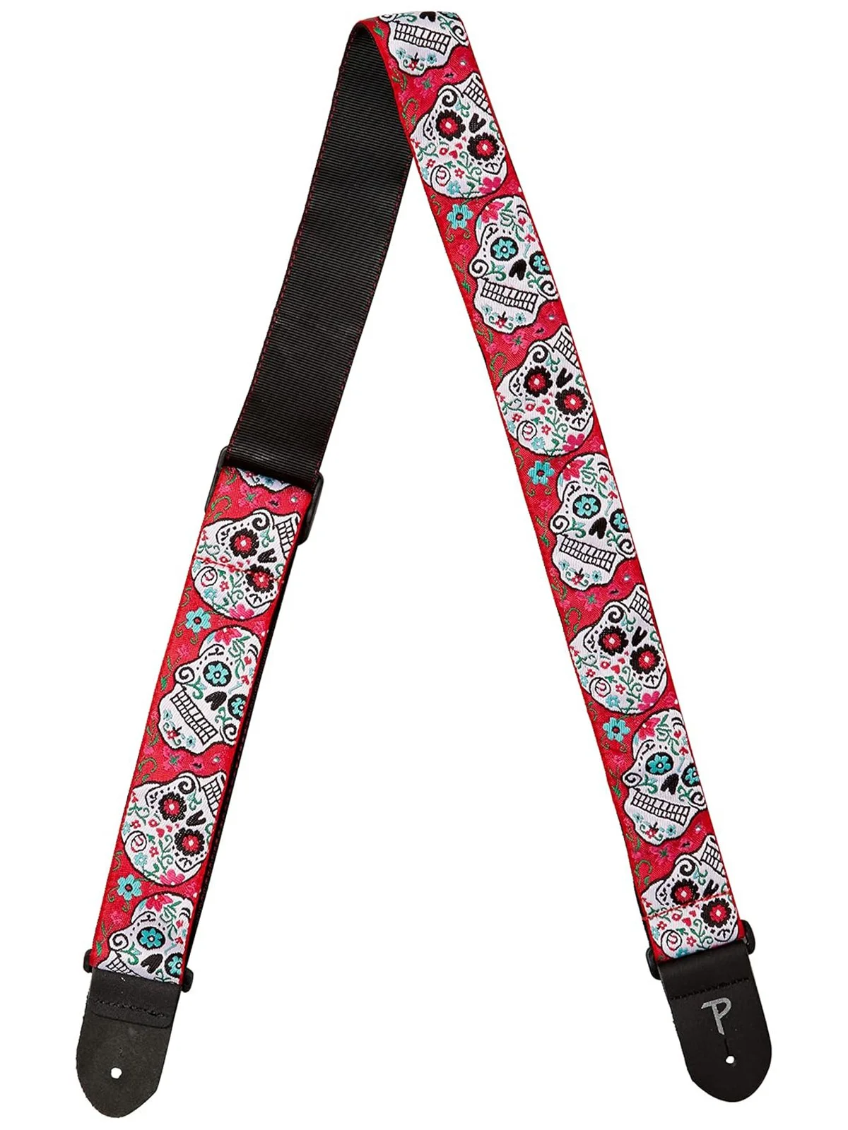 Perris 2" Red Sugar Skulls Jacquard Guitar Strap (TWS-6803)