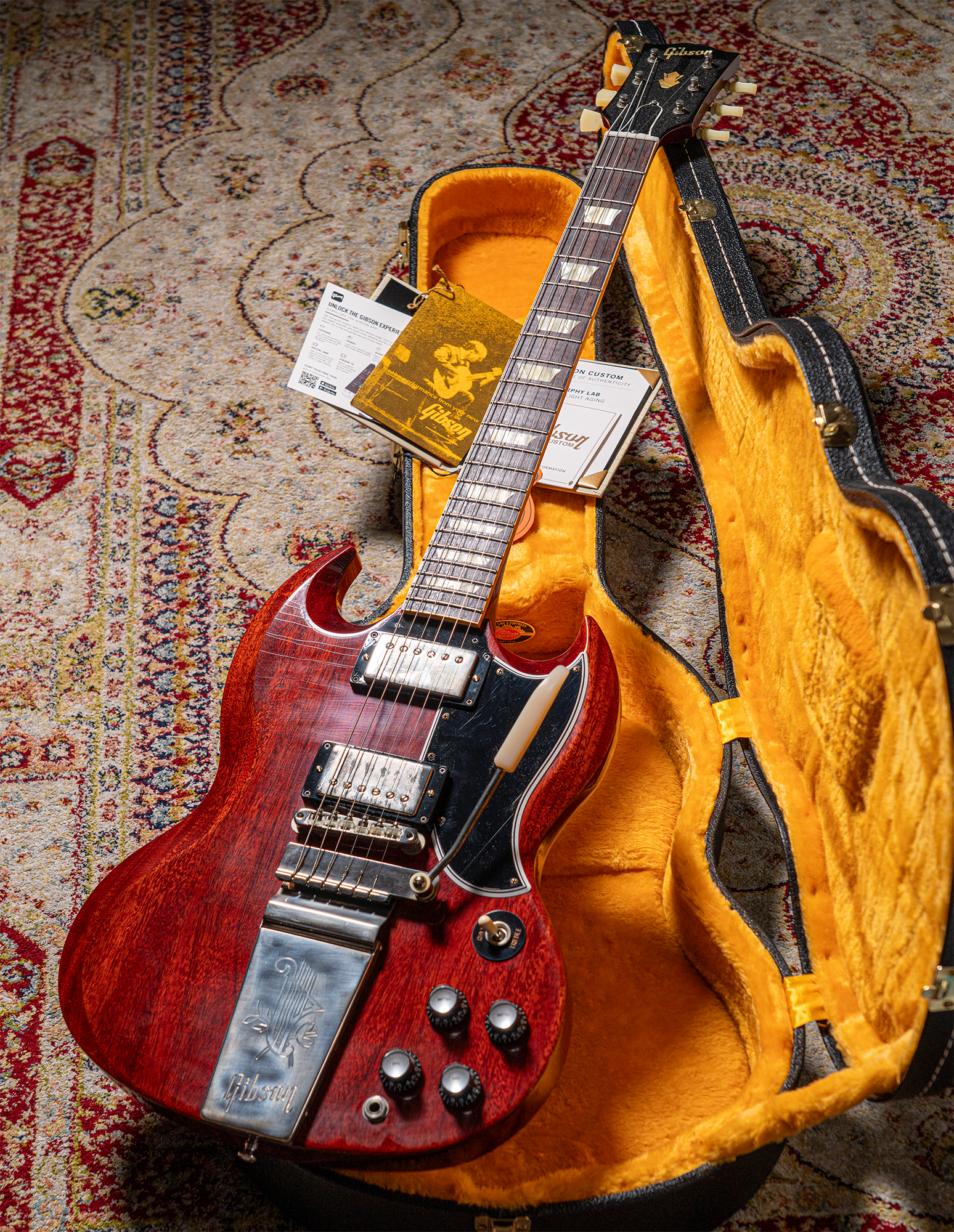 2023 Gibson Custom Shop Murphy Lab 1964 SG Standard Maestro Cherry Red Ultra Light Aging