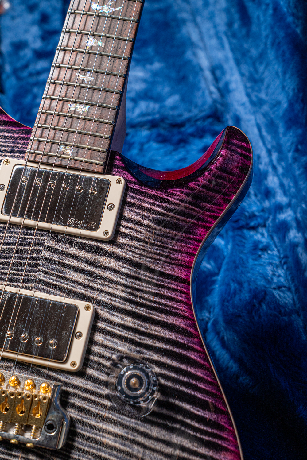 2023 PRS Wood Library Custom 24 10 Top Charcoal Purple Burst