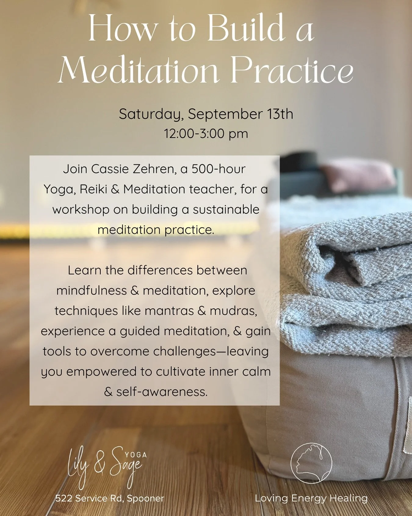 Have you been wanting to start a meditation practice but don&rsquo;t know where to begin? Or maybe you&rsquo;ve tried before and struggled to stay consistent? This workshop is designed just for you!

In this enriching workshop, you&rsquo;ll:

➺ Learn