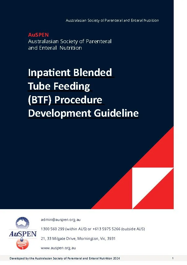 - Tube Feeding (BTF) Procedure Development Guideline
