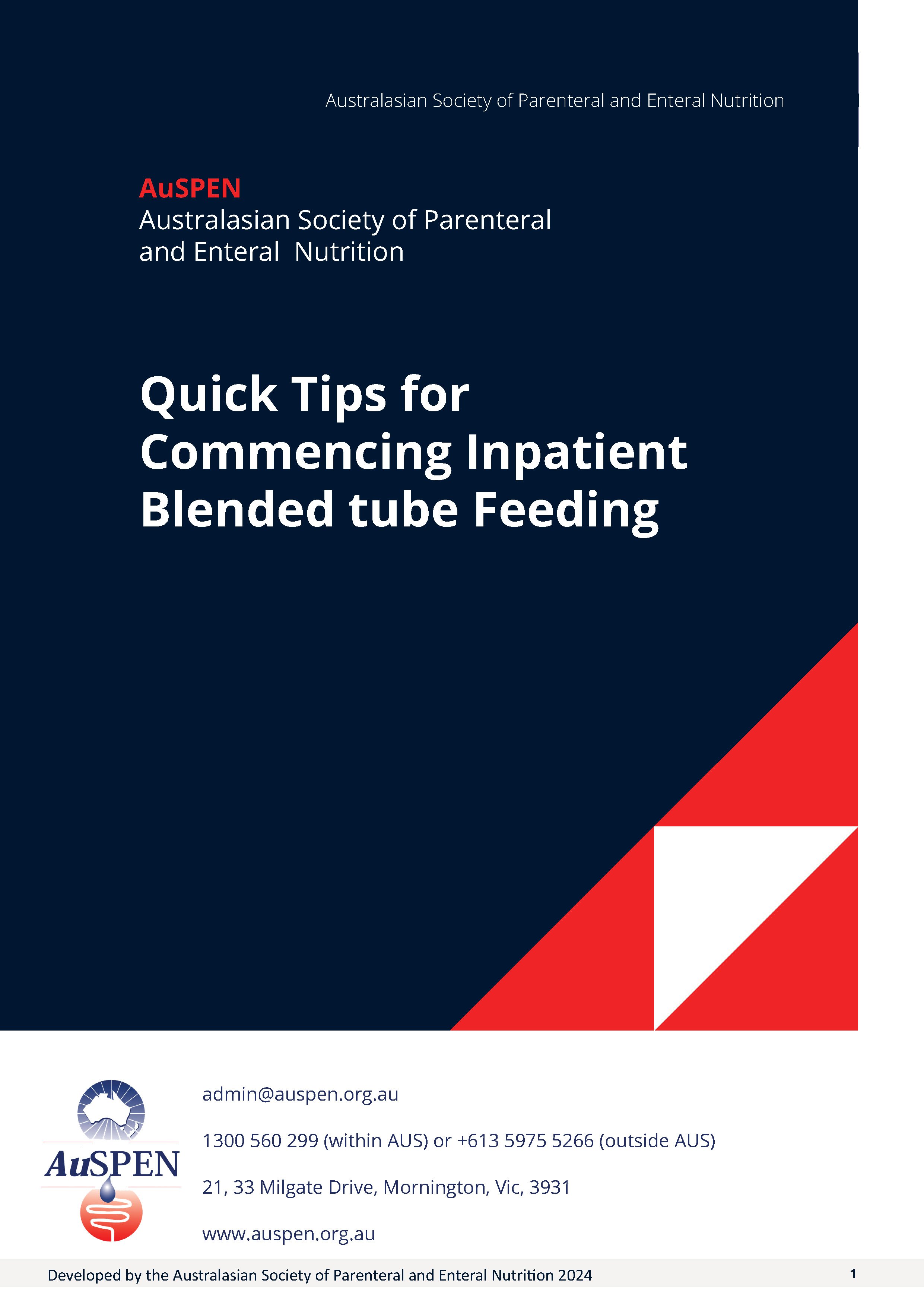 - Quick Tips for Commencing Inpatient Blended Tube Feeding