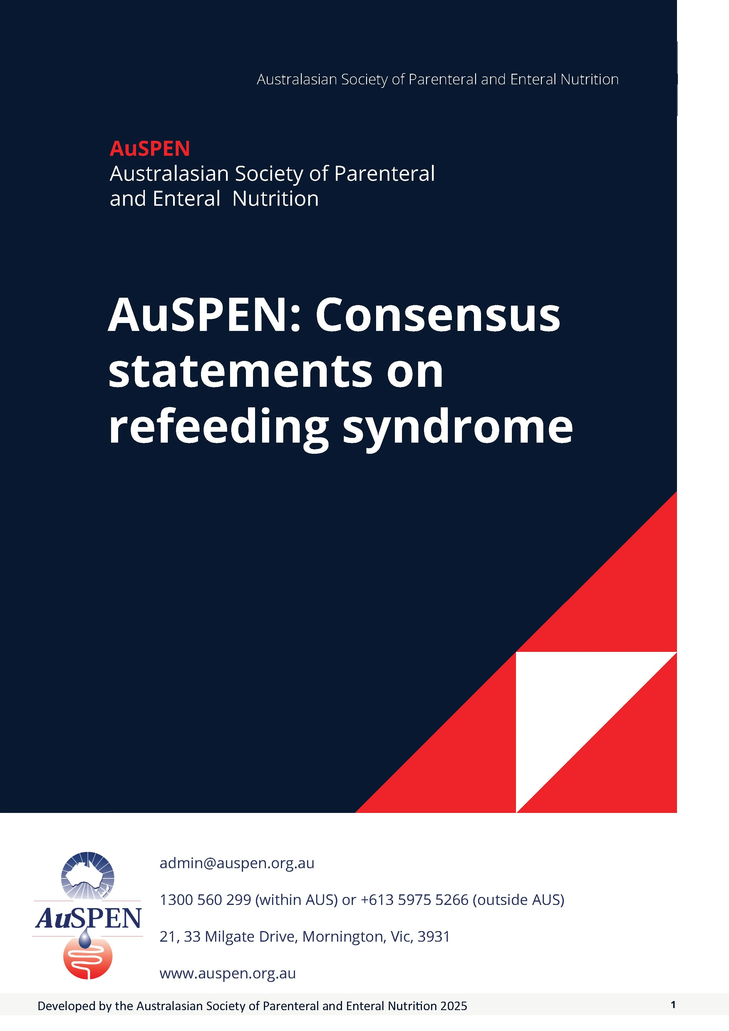- AuSPEN: Consensus statements on refeeding syndrome
