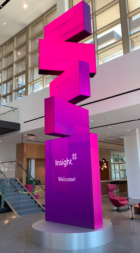 Insight HQ Lobby Kinetic Sculpture with Generative Art content called "Stack"