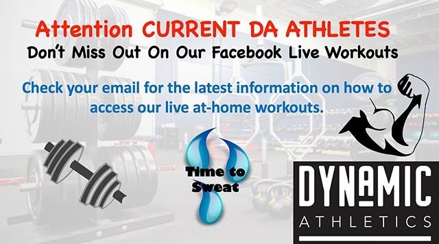 Live workouts have continued for current DA athletes!! For more info- check your email and follow instructions on how to access 🤓📨