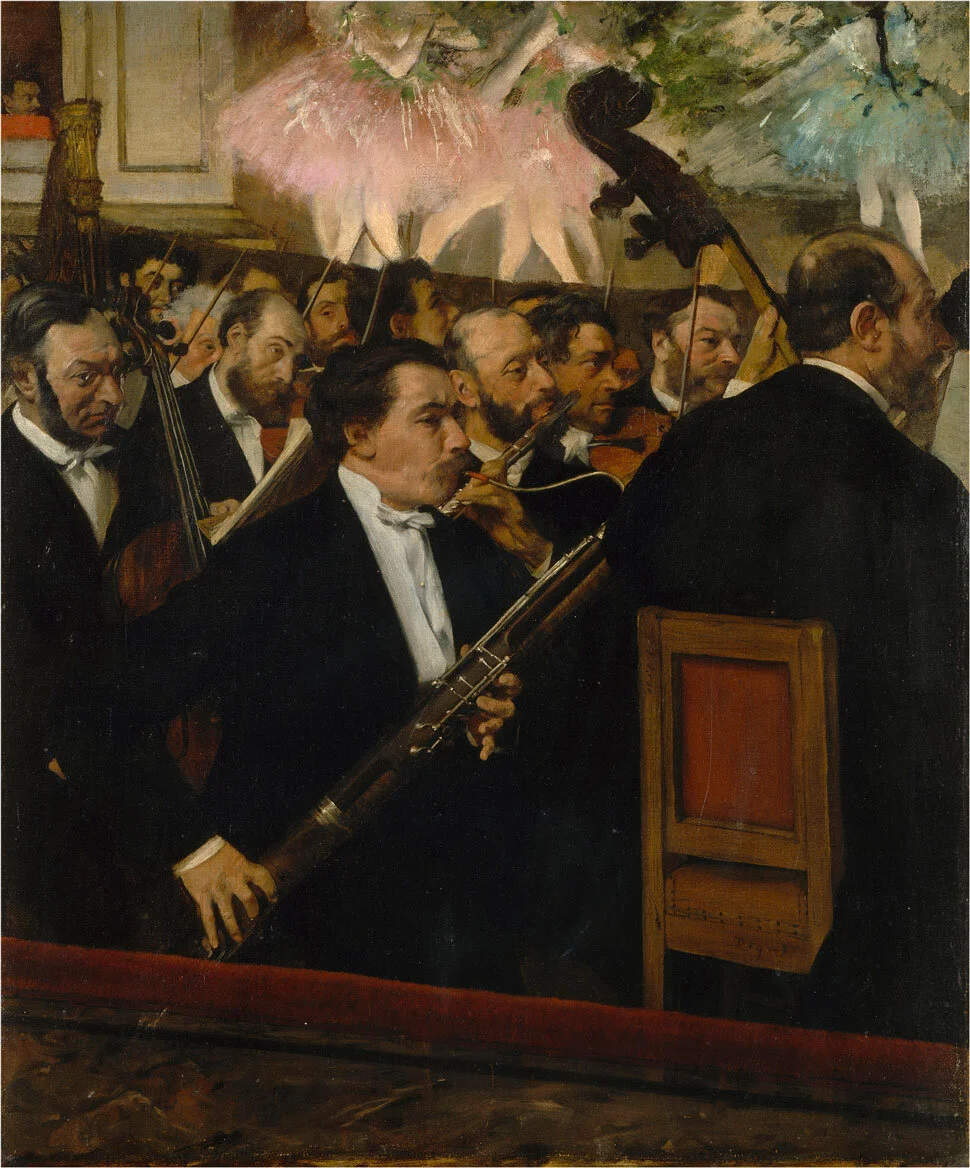 The Orchestra of the Opéra, 1870, oil on canvas, 22 1/5 × 18 1/10 in. Musée d’Orsay, Paris