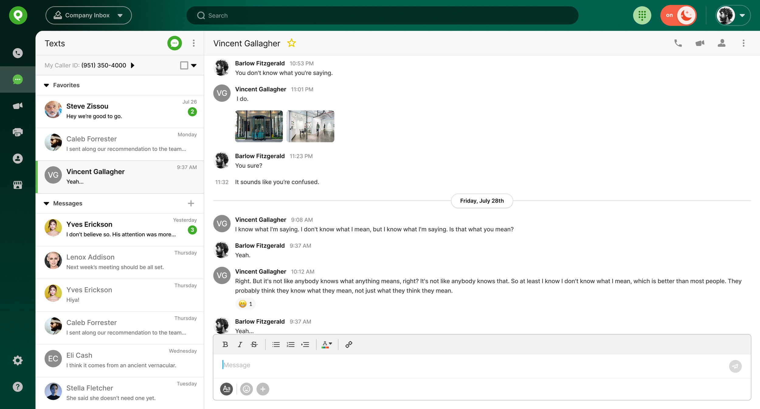  The Direct Messaging landing page borrows inspiration from the gold star of direct messengers, Slack. 