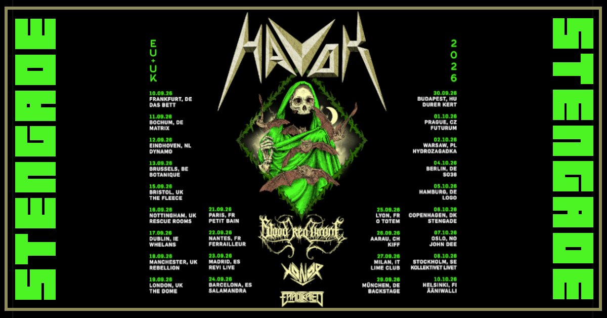 Havok [US] + Special Guests: Blood Red Throne [NO] + Support: Xonor [CH] + Eradikated [SE]