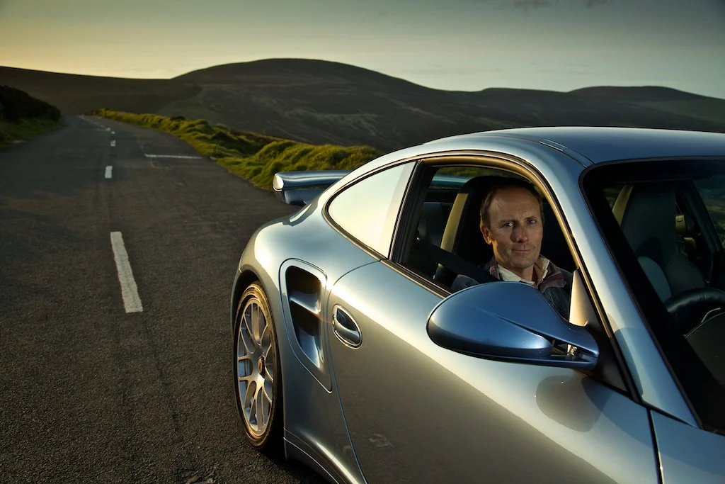 Location portait with car and person