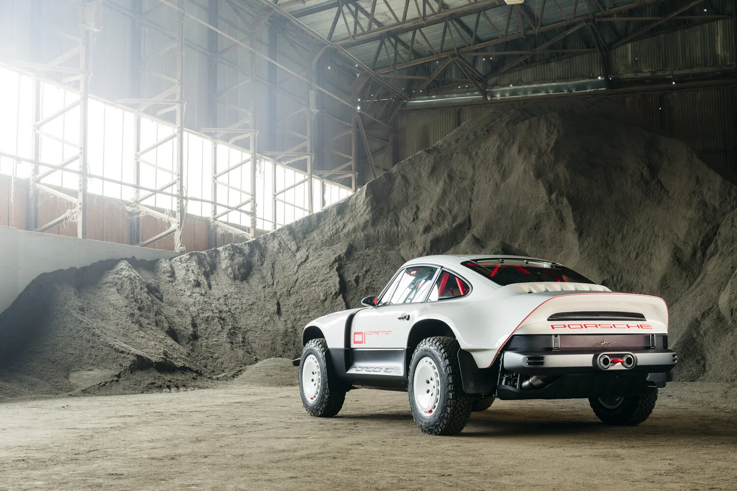  Singer Porsche 911 on location in barn by best midlands automotive photographer 