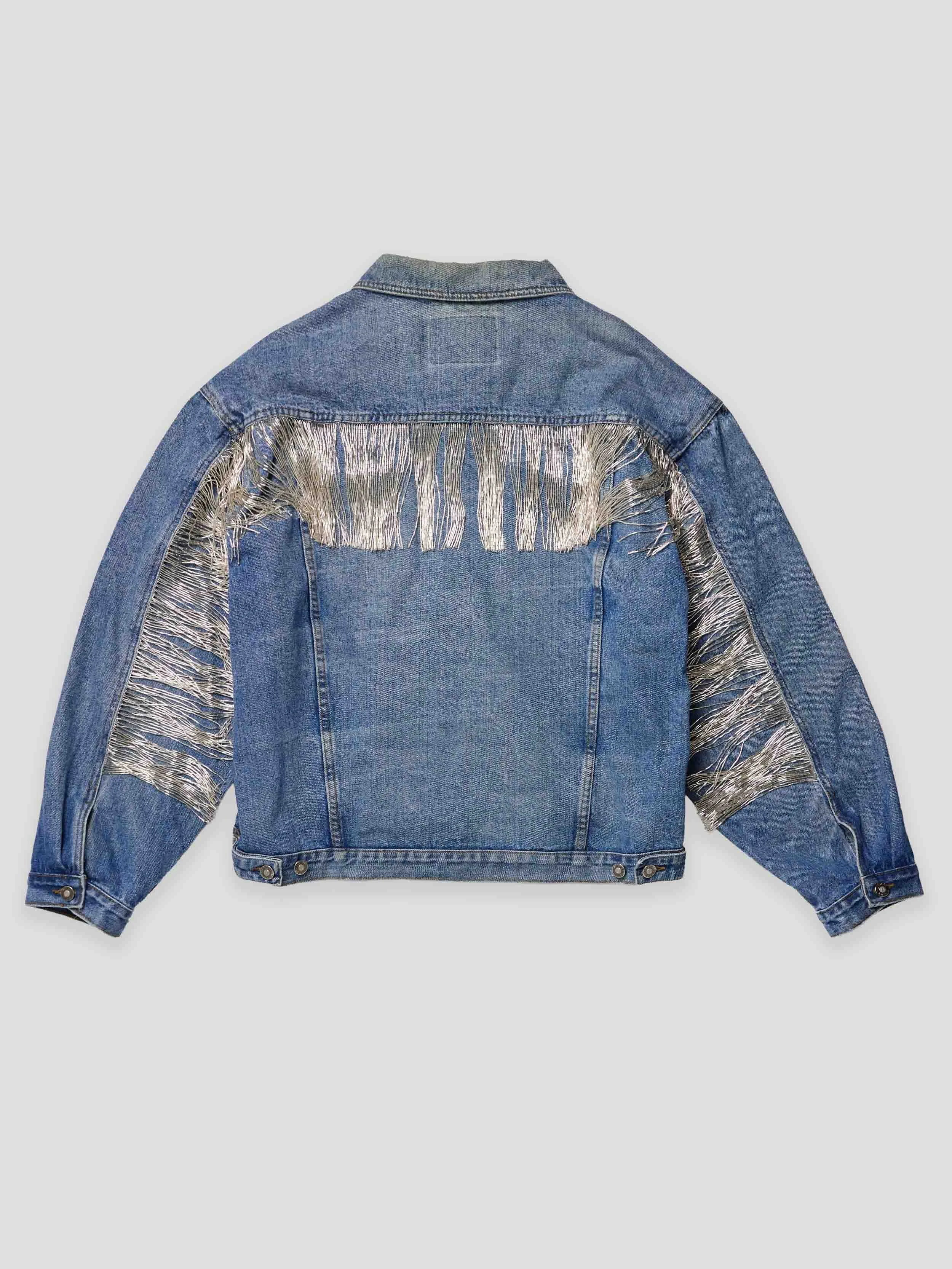 Reworked fringed denim jacket