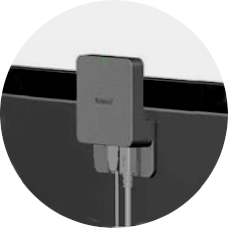 The TosBlue unit mounted on the back of TV.