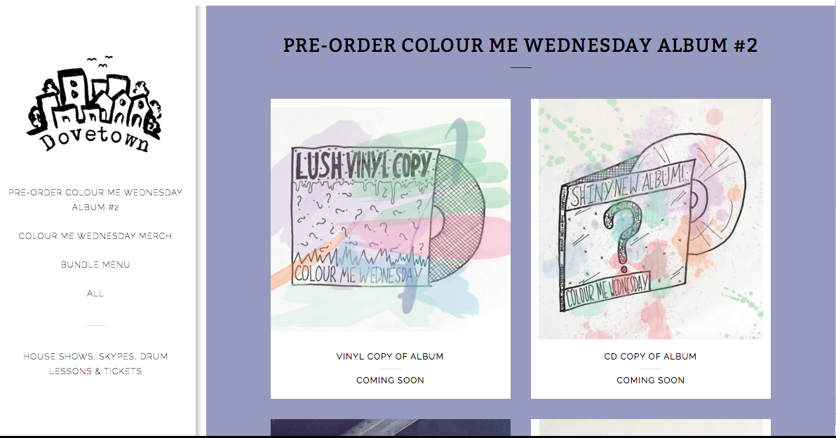 A screenshot of the new Dovetown shop! It's divided into categories to help you find what you want! Before you buy items separately check out the bundle deals as you'll save money on postage AND get a free sticker. As well as some limited edition items.