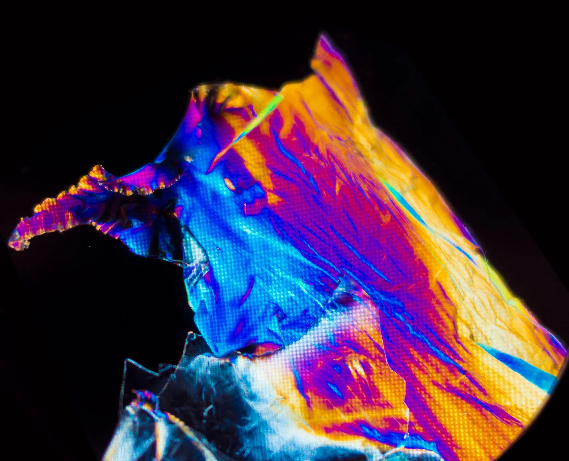 Clear plastic bag put between two light polarizing filters