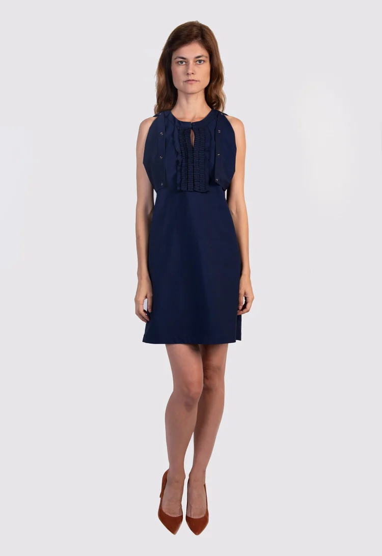 sachin and babi light blue dress Ruffle Sleeve Shift Dress - Timeless Elegance, Mariner Navy main image 0