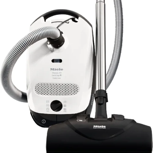 Miele Classic C1 Cat & Dog - $699.95 • 1,200–watt Miele-Made Vortex Motor™ • 6-setting suction control via Rotary Dial • Exclusive Miele AirClean Sealed System™ • Type GN AirClean FilterBag™, 4.76 quart • Active Charcoal AirClean Filter • Electro Plus Floorhead (SEB 228) • Parquet Twister Floorhead (SBB-300-3) & Micro Turbo STB20 • Dusting Brush, Upholstery Tool and Crevice Nozzle on VarioClip™ • Flexible Crevice Tool (SFD 20) & Universal Brush (SUB 20) Included • 29.5 ft cleaning radius • 1 Yr Warranty, 7 Yrs Motor & Casing Flooring: Suitable for bare floor to medium cut pile carpeting.
