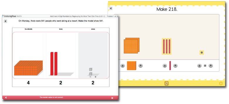Incorrect feedback from grades 3 - 5 (left) and K-2 redesign (right)