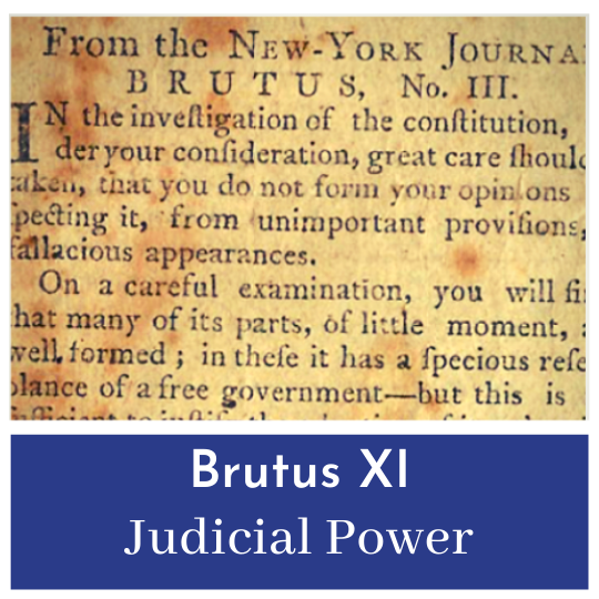 Governed by the Supreme Court - Brutus XI
