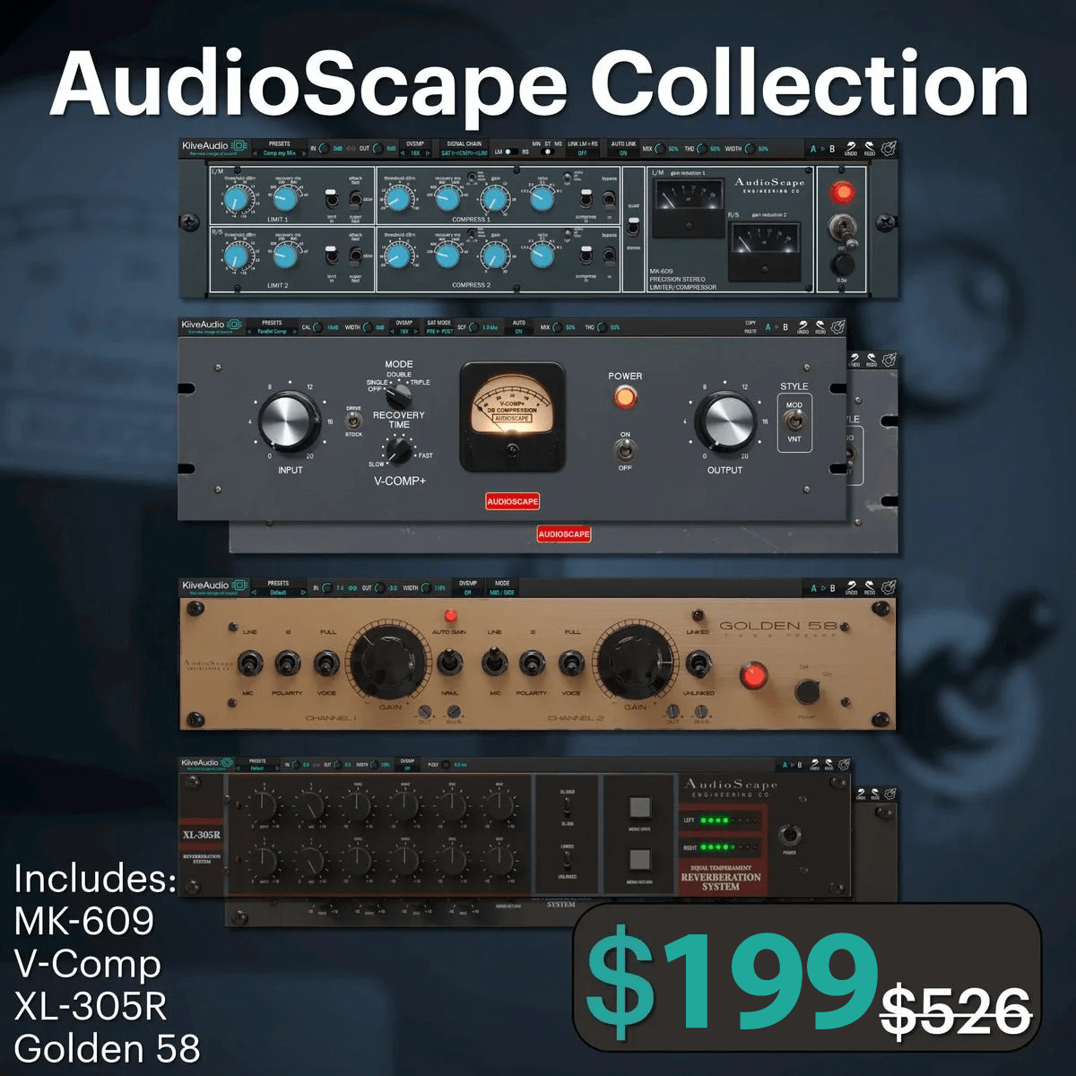 オーディオスコープ XL-305R Dual, Golden58, V-Comp Dual, MK-609 Plugin Bundle