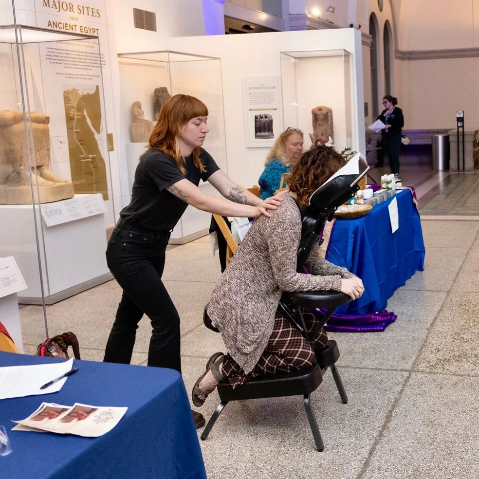 Mind and Mood Reset at @pennmuseum is back starting November 5th! Come experience yoga, meditation, *chair massage*, and more on the first Wednesday of every month Nov-April 5-8pm 🧘💟 Link for tickets is in my bio!