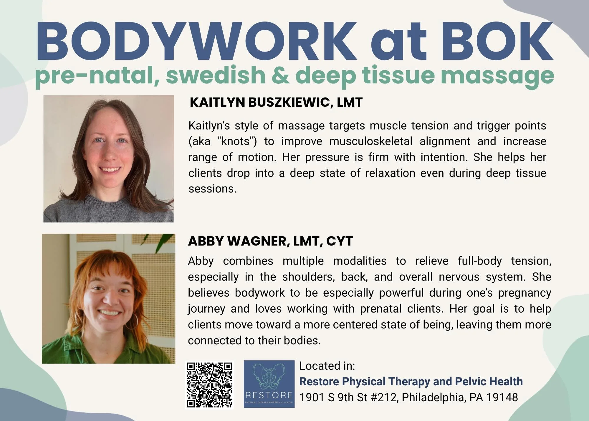 I&rsquo;m so grateful to be joining the @restorept.philly team at BOK! 🦋 Starting in July, my private practice will be transitioning out of my home and into the BOK building, as well as mobile massage offerings. To book a session with me, check out 