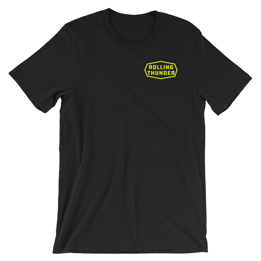 rolling-thunder-badge-yellow_rolling-thunder-shirt-yellow_mockup_Front_Wrinkled_Black.png