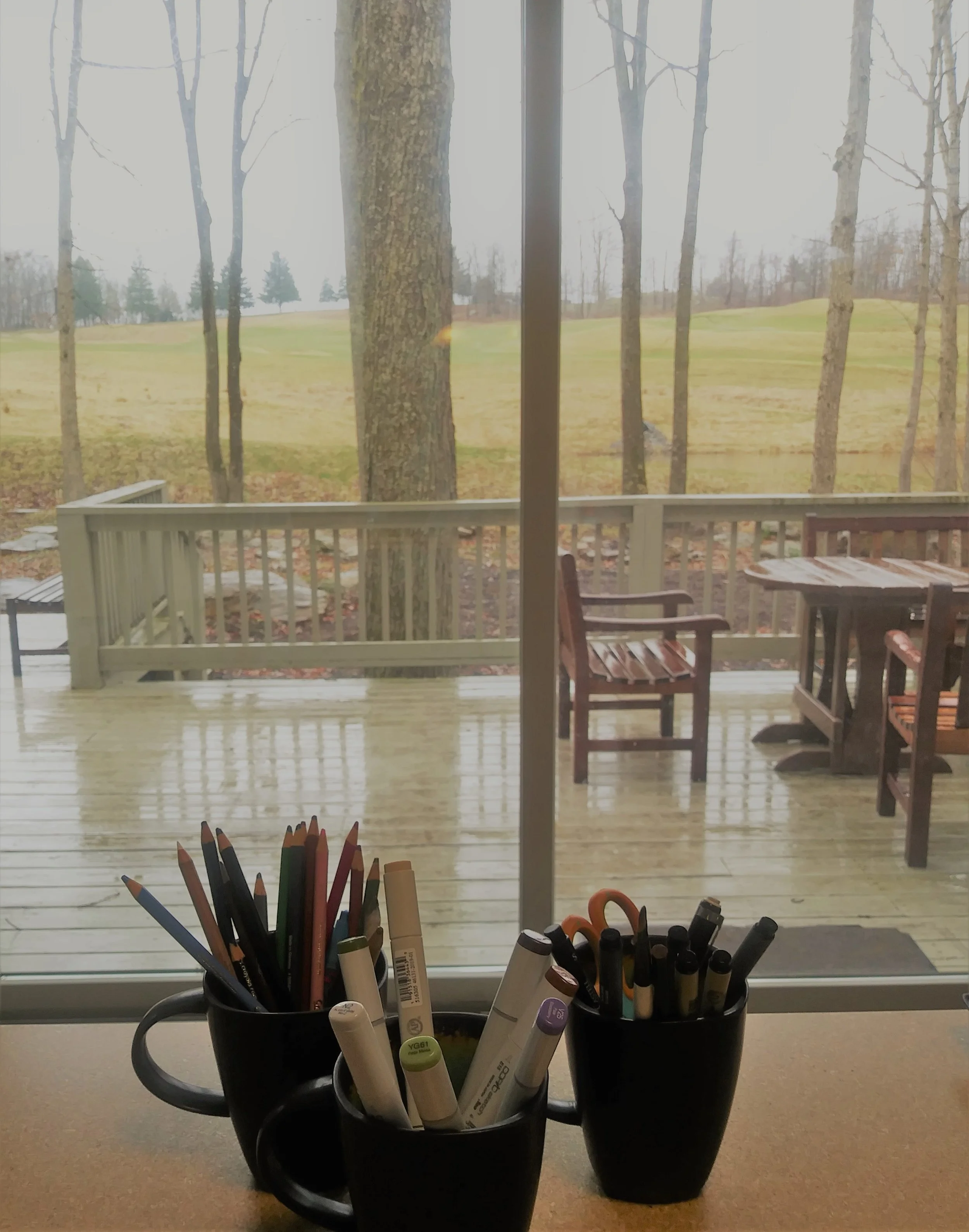 View from my studio at Waldon Pond, Nemacolin Woodlands Resort and Spa, Pennsylvania.
