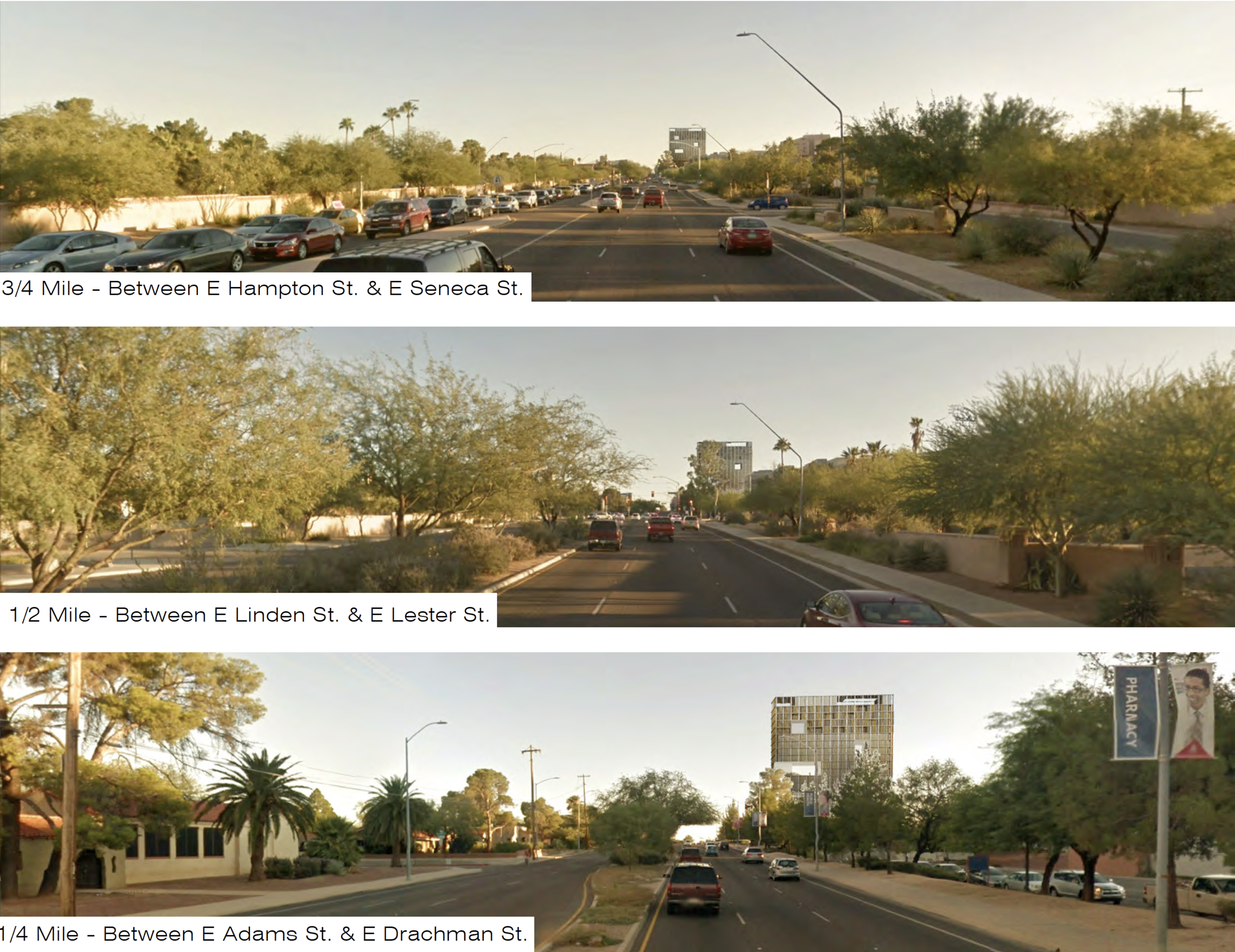 Traveling south on Campbell towards project area