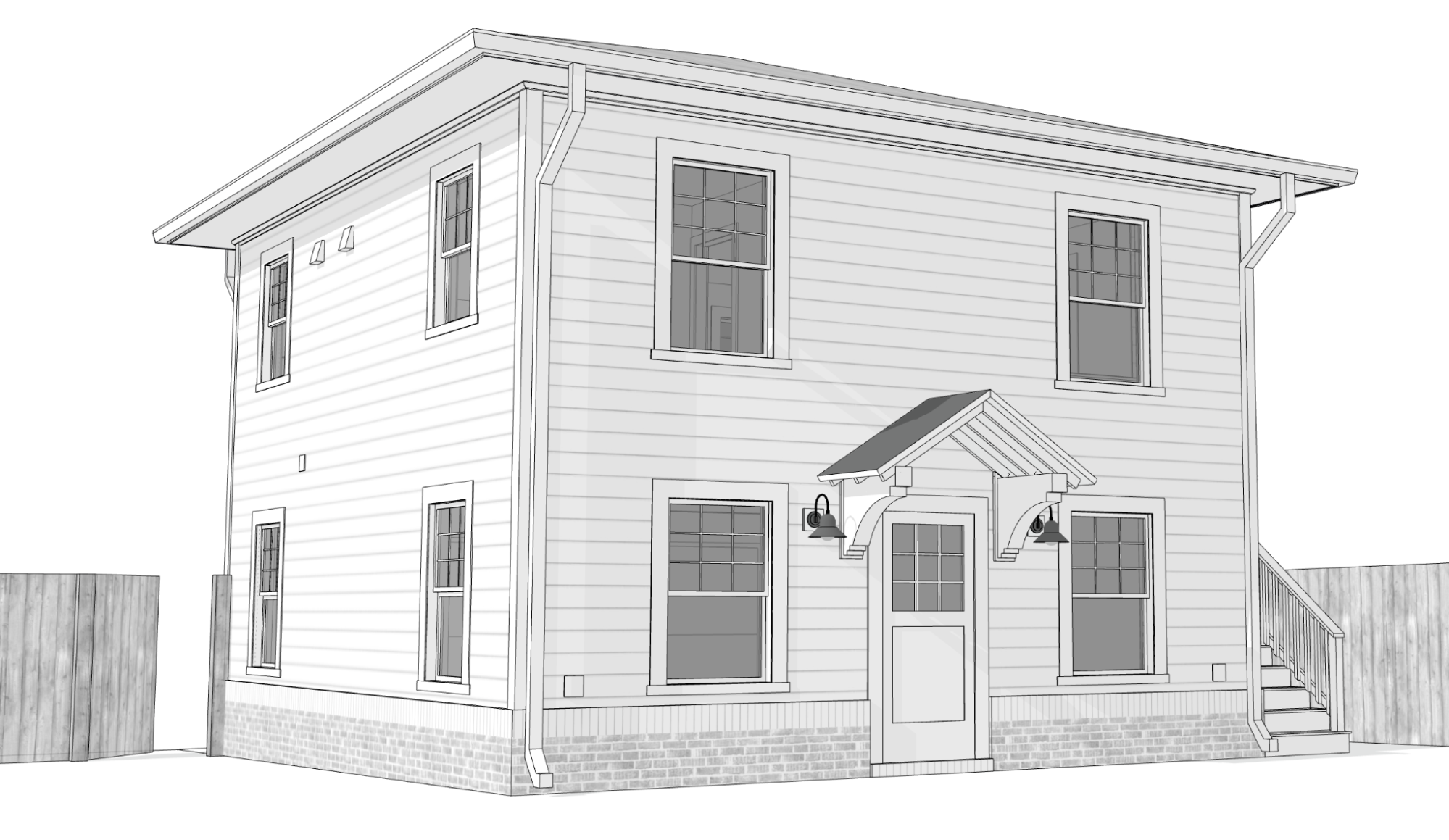 Sketch Up Rendering of exterior of ADU in Richmond, Virginia designed by RIC Design Build