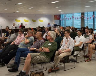 Participants watching the game