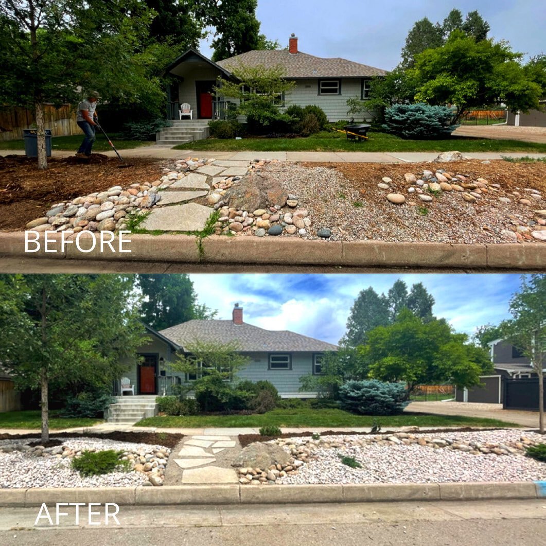 BEFORE -&gt; AFTER 🏡 The #youthscape landscaping team renovated this parkway. What do you think? 
-
#fortcollinscolorado #greeleycolorado #landscaping #landscapingcolorado #lawnservices #mowing