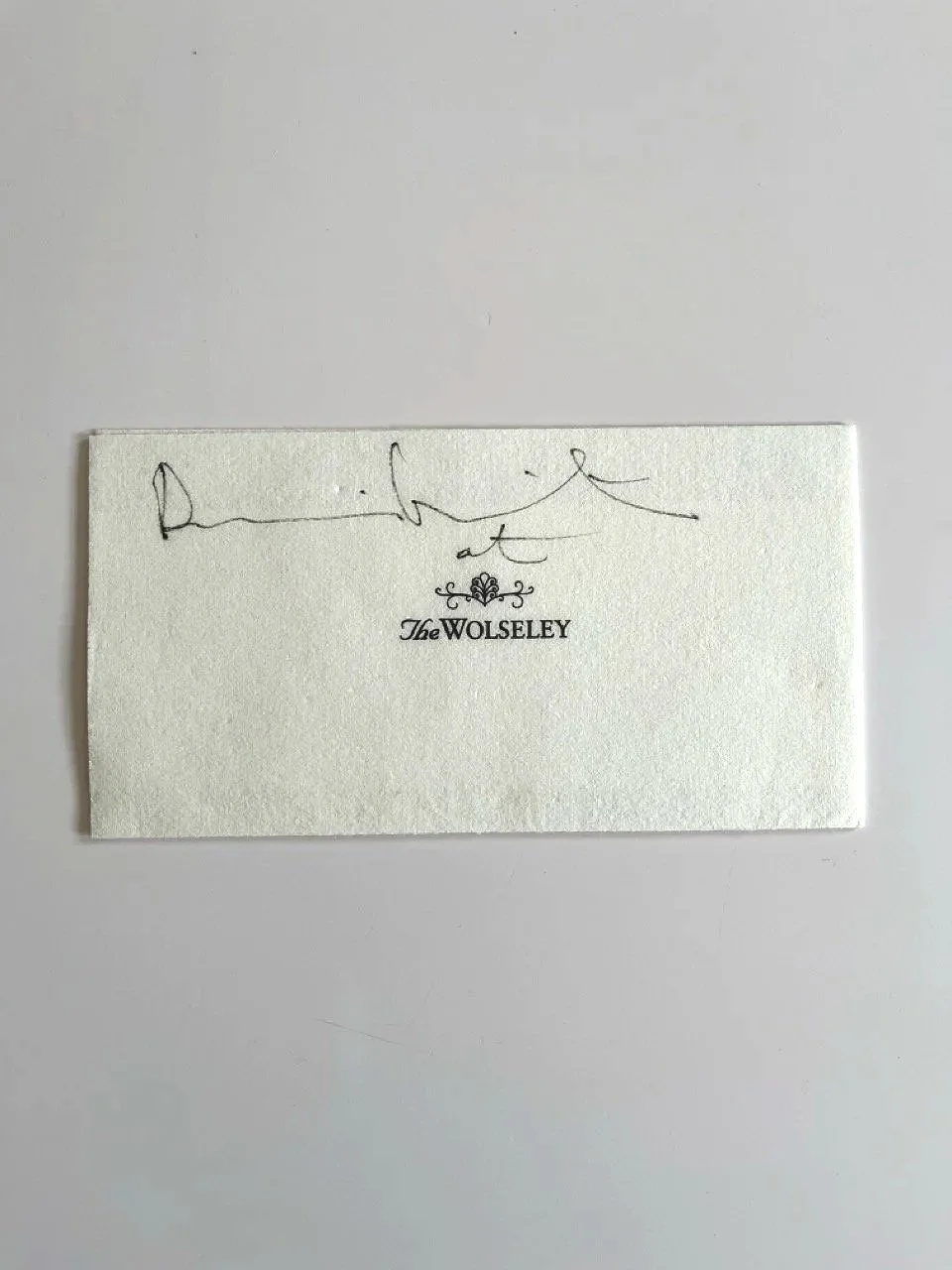 Damien Hirst at The Wolseley signed napkin