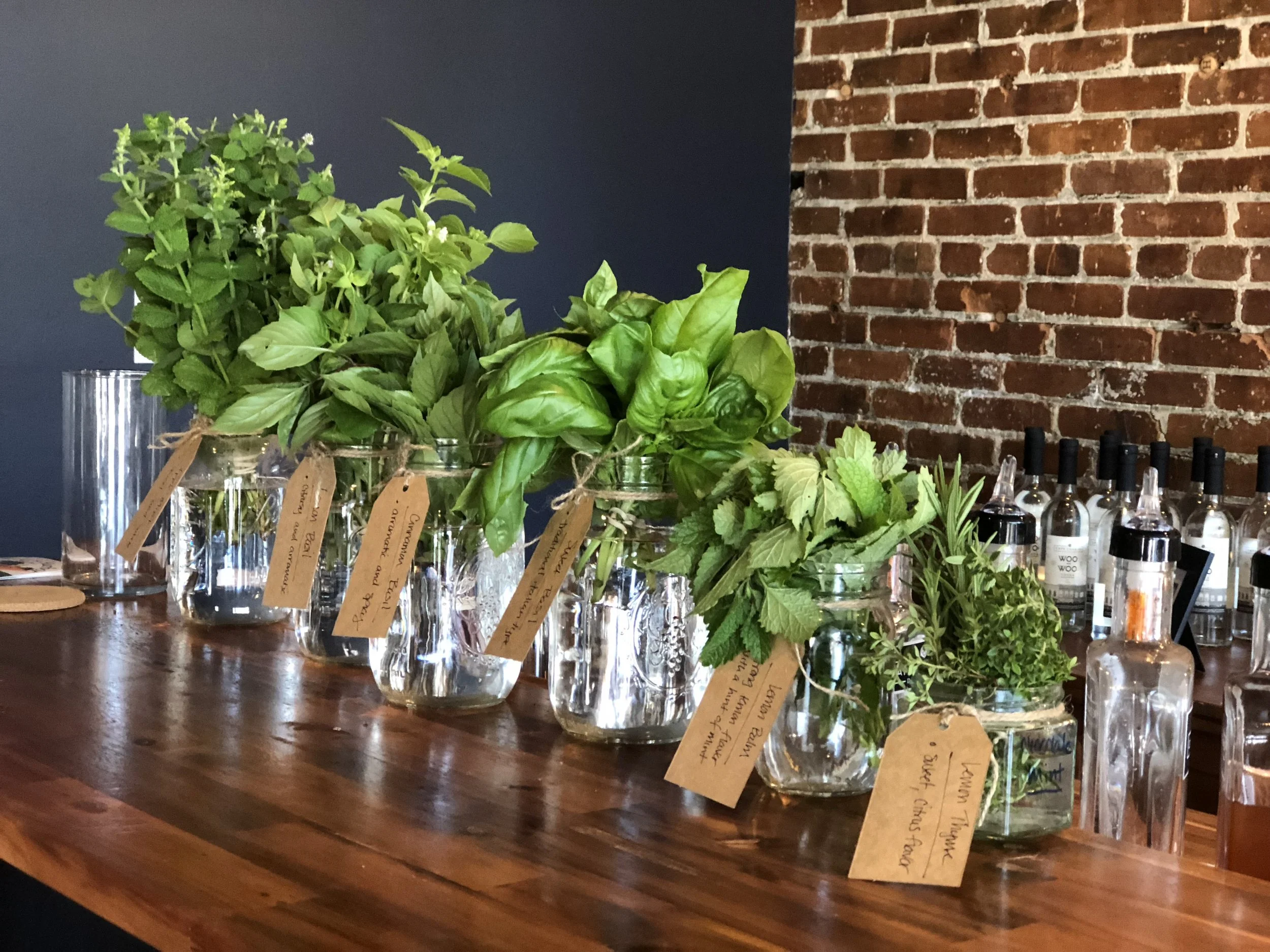 Herbs waiting to enhance the cocktails at Cape Charles Distillery