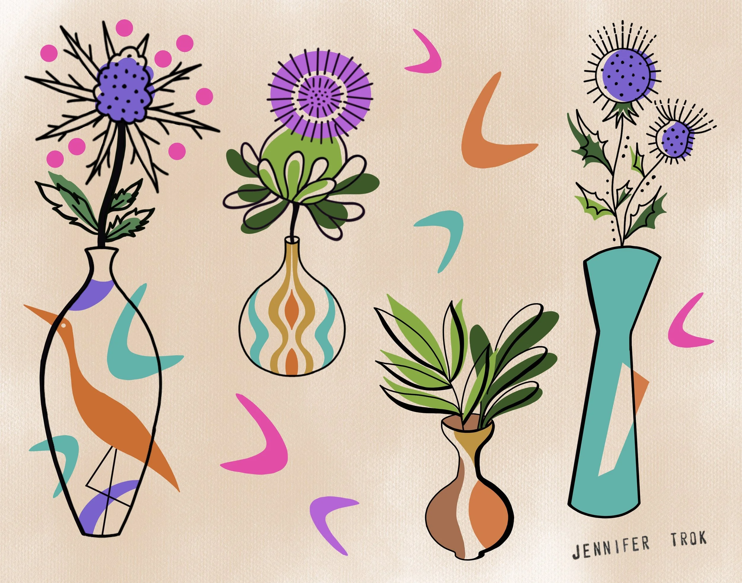 MID CENTURY MODERN VASE FLASH PRINT