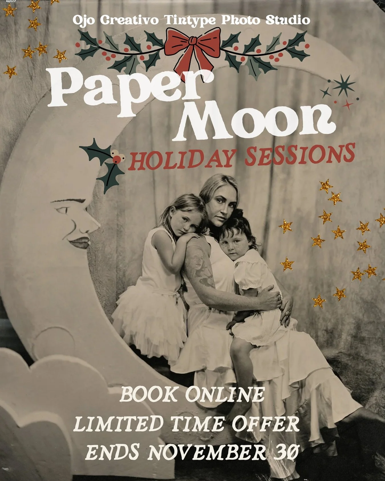 Our Paper Moon Holiday Sessions are back ✨and it&rsquo;s the final moon of the year! Perfect for gifting or creating your own holiday cards.

🌙 Book online. Sessions available until November 30