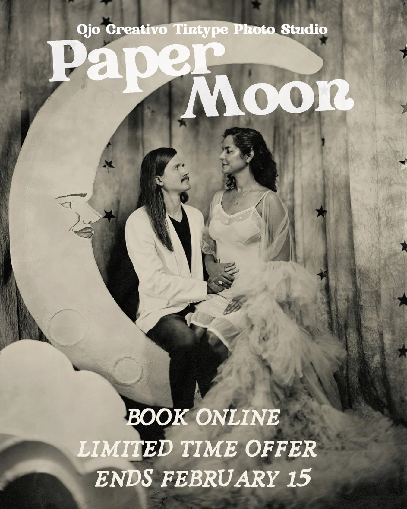 By popular demand, the Paper Moon is back 🌙
And this one feels special, because it also marks one year since I built the moon.

To celebrate, I&rsquo;m offering Paper Moon tintype sessions at 20% off my regular prices, from 5&times;7 to 8&times;10 p