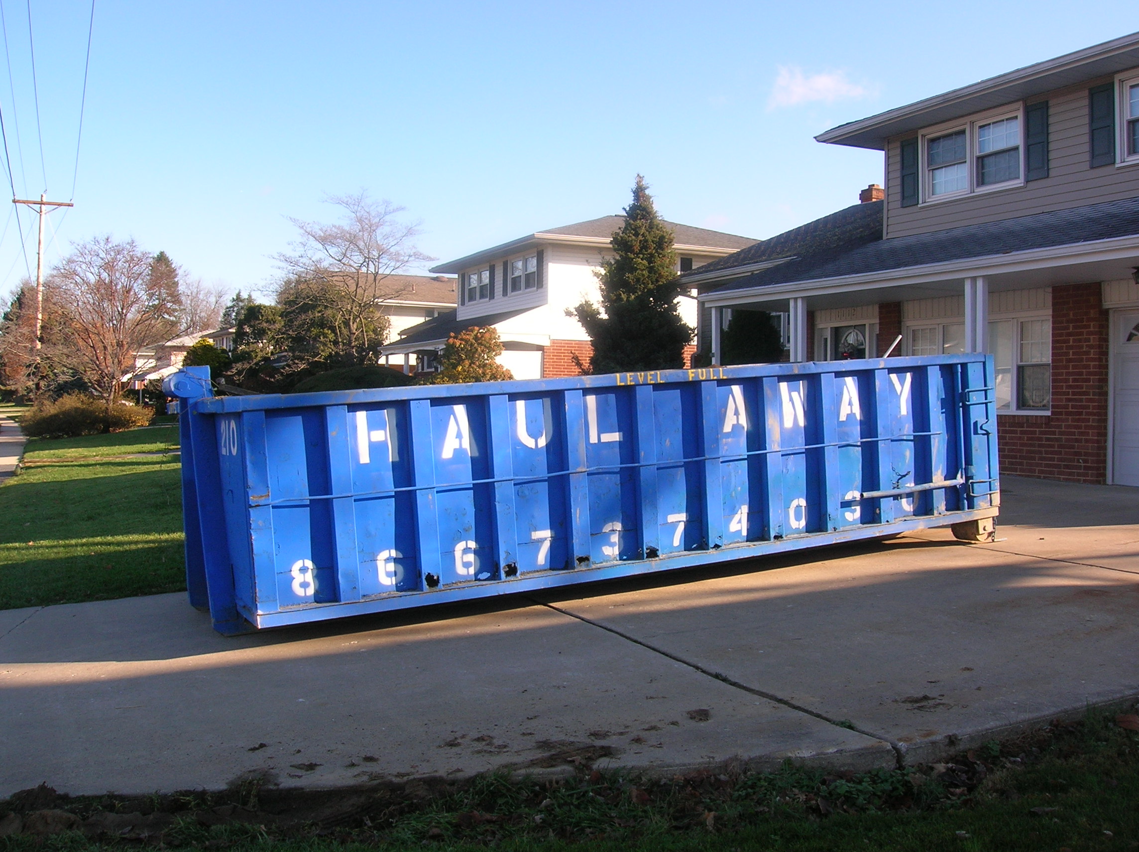 20 Yard Dumpster: 5h’ x 8w’ x 19L’
