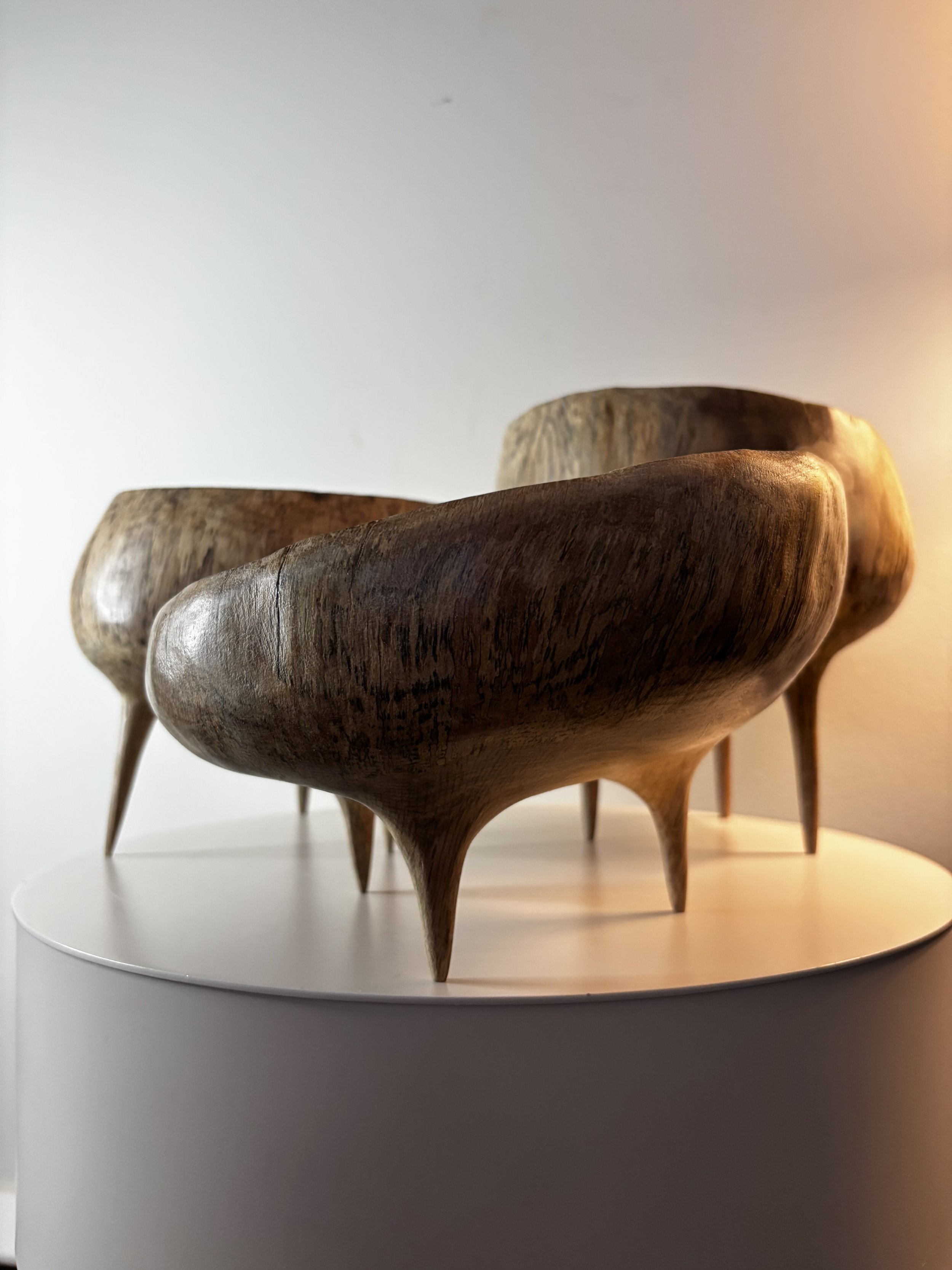 Footed oak bowls